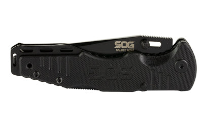 SOG Knives & Tools Salute 3.1" Folding Knife Clip Point Straight Edge G10 Handle Steel Hardcased Black Finish