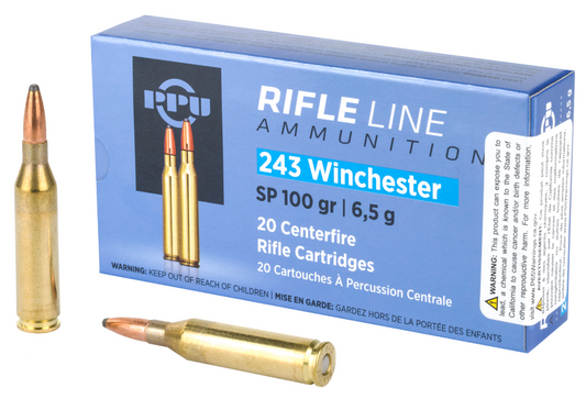 PPU 243 Win, 100 Grain, Soft Point, 20 Round Box