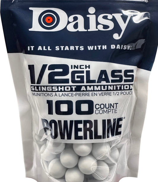 Daisy, Powerline, 1/2" Glass Ball, 100 Count, Slingshot Ammo