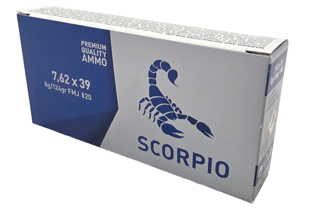 STV Technology, Scorpio Ammo, 7.62X39, 124 Grain, Full Metal Jacket, 20 Round Box