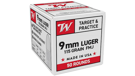 Winchester Target & Practice Ammo 9mm 115gr FMJ 1190 FPS 50/Box
