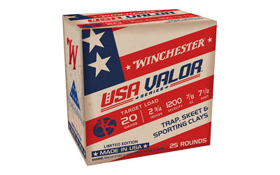 Winchester Ammunition, USA VALOR, 20 Gauge, 2.75", #7.5 Shot, 25 Round Box