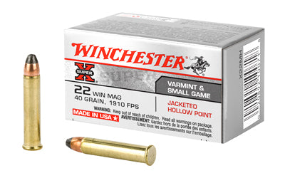 Winchester Ammunition, Super-X, 22 WMR, 40 Grain, Jacketed Hollow Point, 50 Round Box Warning