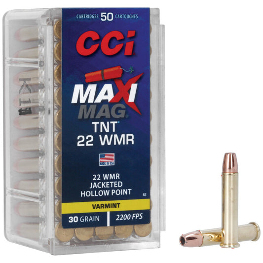 CCI Maxi-Mag TNT .22 WMR Ammunition 50 Rounds JHP 30 Grain