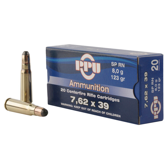 Prvi Partizan PPU 7.62x39 Ammunition 123 Grain Soft Point Round Nose 2350 fps