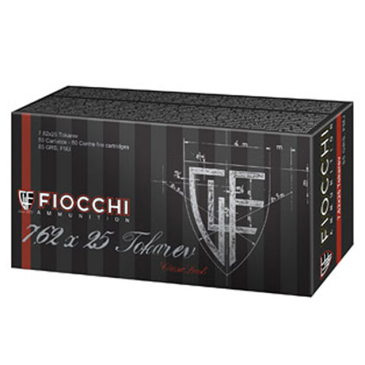 Fiocchi Classic 7.62x25 Tokarev Ammunition 50 Rounds FMJ 85 Grain