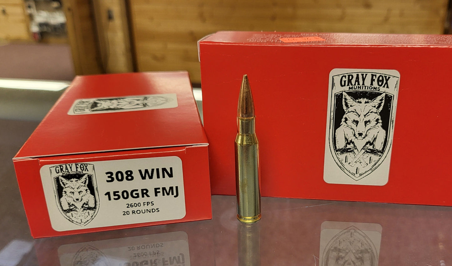 Gray Fox Munitions 308 WIN 150gr FMJ 20rds
