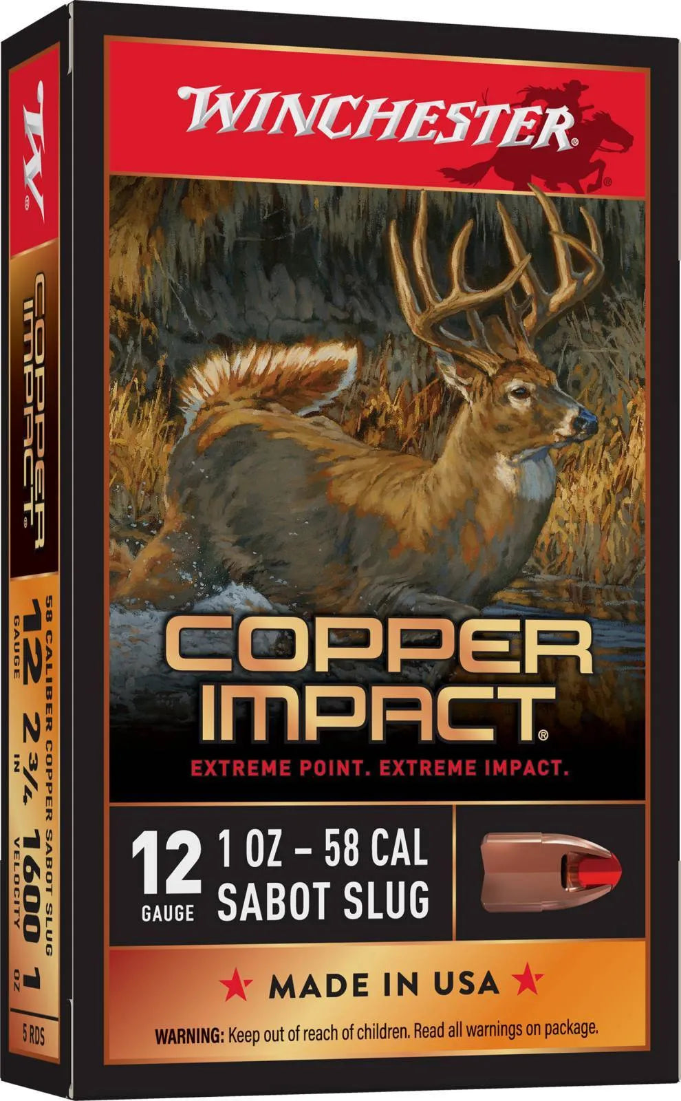 Winchester Ammo  WINCHESTER COPPER IMPACT AMO 12GA SABOT SLUG 1OZ 5RD